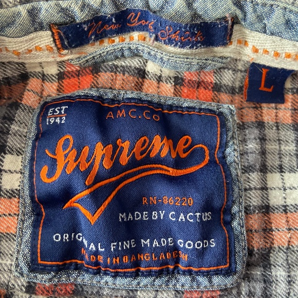 Supreme AMC CO Orange & Gray Plaid Flannel - Picture 4 of 6